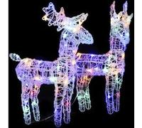 vidaXL Rennes de Noël 2 pcs 80 LED Multicolore Acrylique 342681