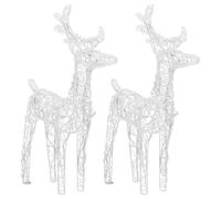 vidaXL 2X Rennes de Noël 80 LED Rennes Éclairés Décoration de Vacances Ornement de Noël Décoration de Fête Maison Intérieur Blanc Chaud Acrylique
