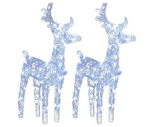 vidaXL 2x Rennes de Noël 80 LED Rennes Éclairés Décoration de Vacances Ornement de Noël Décoration de Fête Maison Intérieur Blanc Froid Acrylique