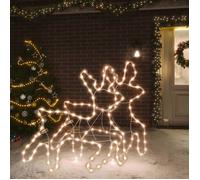 vidaXL Rennes de Noël avec LED 2 pcs Blanc chaud 57x55x4,5 cm