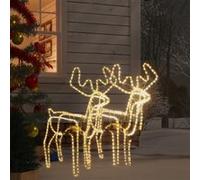 vidaXL Rennes de Noël avec têtes mobiles 2 pcs Blanc chaud