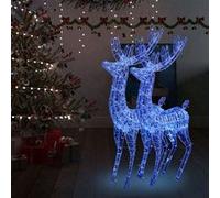 vidaXL 2x Rennes de Noël XXL Acrylique 250 LED Ornement de Noël Rennes Lumineux Décoration de Fête Maison Jardin Intérieur 180 cm Bleu Bleu G