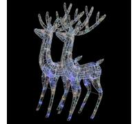 vidaXL 2X Rennes de Noël XXL Acrylique 250 LED Ornement de Noël Rennes Lumineux Décoration de Fête Maison Intérieur 180 cm Multicolore