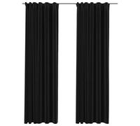 vidaXL 2X Rideaux Occultants Aspect de Lin avec Crochets Rideaux de Fenêtre Salon Salle de Séjour Chambre à Coucher Intérieur Anthracite 140x225 cm