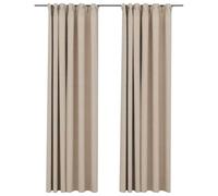 Rideau vidaXL Rideaux occultants aspect lin et crochets 2 pcs Beige 140x225cm
