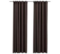 Vidaxl Rideaux Occultants Aspect Lin Avec Crochets 2pcs Vert