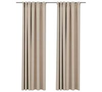 vidaXL 2X Rideaux Occultants Aspect de Lin avec Crochets Rideaux de Fenêtre Salon Salle de Séjour Chambre à Coucher Maison Intérieur Beige 140x245 cm