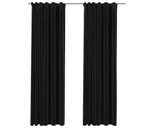 vidaXL 2X Rideaux Occultants Aspect de Lin avec Crochets Rideaux de Fenêtre Salon Salle de Séjour Chambre à Coucher Intérieur Anthracite 140x245 cm