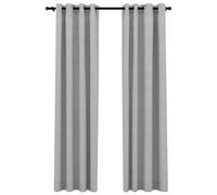 vidaXL 2X Rideaux Occultants Aspect de Lin avec Œillets Rideaux de Fenêtre Salon Salle de Séjour Chambre à Coucher Maison Intérieur Gris 140x225 cm