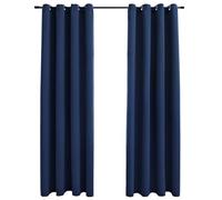 vidaXL 2X Rideaux Occultants avec Anneaux en Métal Occultant à Oeillet Chambre à Coucher Fenêtre Salon Bureau Maison Intérieur Bleu 140x225 cm