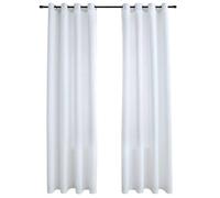 Vidaxl Rideau Occultant Et Anneaux En Mã©Tal 2pcs Blanc Cassã© 140x245cm