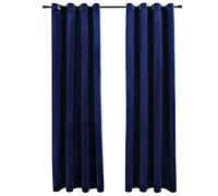 vidaXL 2X Rideaux Occultants avec Anneaux Occultant à Oeillet Chambre à Coucher Fenêtre Salon Bureau Maison Intérieur Velours Bleu Foncé 140x245 cm