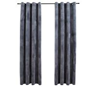 vidaXL 2X Rideaux Occultants avec Anneaux Occultant à Oeillet Chambre à Coucher Fenêtre Salon Bureau Maison Intérieur Velours Anthracite 140x175 cm