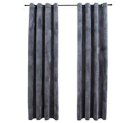 vidaXL 2X Rideaux Occultants avec Anneaux Occultant à Oeillet Chambre à Coucher Fenêtre Salon Bureau Maison Intérieur Velours Anthracite 140x225 cm