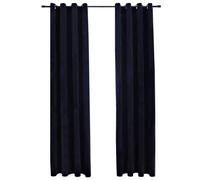 vidaXL 2X Rideaux Occultants avec Anneaux Occultant à Oeillet Chambre à Coucher Fenêtre Salon Bureau Maison Intérieur Velours Noir 140x245 cm