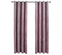 Vidaxl Rideaux Occultants Avec Anneaux 2 Pcs Velours Rose 140x225 Cm