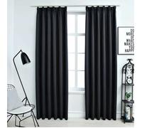 vidaXL 2x Rideaux Occultants avec Crochets Occultant à Oeillet Chambre à Coucher Fenêtre Salon Bureau Maison Intérieur Noir 134415
