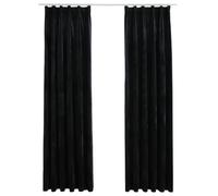 Vidaxl Rideaux Occultants Avec Crochets 2 Pcs Velours Noir 140x245 Cm