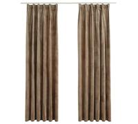 vidaXL 2X Rideaux Occultants avec Crochets Occultant à Oeillet Chambre à Coucher Fenêtre Salon Salle de Séjour Maison Intérieur Velours Beige 140x225 cm