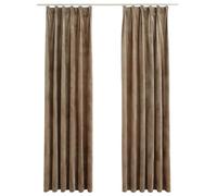 vidaXL 2X Rideaux Occultants avec Crochets Occultant à Oeillet Chambre à Coucher Fenêtre Salon Salle de Séjour Maison Intérieur Velours Beige 140x245 cm
