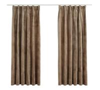 Gordijnen verduisterend 2 st met haken 140x175 cm fluweel beige134508