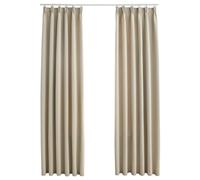 vidaXL 2X Rideaux Occultants avec Crochets Panneau à Oeillets Chambre à Coucher Fenêtre Salon Bureau Maison Intérieur Beige 140x175 cm