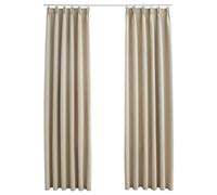 Vidaxl Rideaux Occultants Avec Crochets 2 Pcs Beige 140x225 Cm