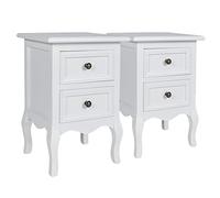 vidaXL Table de chevet 2x – 2 tiroirs, MDF, blanc, chambre à coucher