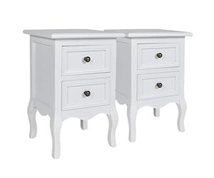vidaXL 2X Table de Chevet 2 Tiroirs MDF Blanc Table de Nuit Chambre à Coucher