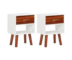 vidaXL 2X Table de Chevet 40x30x57 cm Bois d'Acacia Massif Table de Nuit