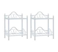 vidaXL Table de chevet 2 pcs Acier et verre trempé 45x30,5x60 cm Blanc