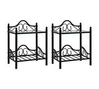 vidaXL Table de chevet 2 pcs Acier et verre trempé 45x30,5x60 cm Noir