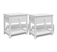 Table De Chevet 2 Pcs Bois Blanc Blanc