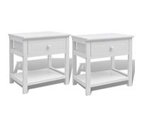 Table De Chevet 2 Pcs Bois Blanc Blanc