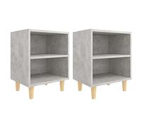 vidaXL Lot de 2 Tables de Chevet avec Pied en Bois Gris béton 40 x 30 x 50 cm