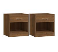 vidaXL 2X Tables de Chevet avec Tiroir Tables de Nuit Armoires de Chevet Armoires de Lit Meubles de Chambre à Coucher Intérieur Chêne Marron