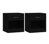 vidaXL 2X Tables de Chevet avec Tiroir Tables de Nuit Armoires de Chevet Armoires de Lit Meubles de Chambre à Coucher Intérieur Noir