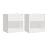 vidaXL 2X Tables de Chevet avec Tiroir Tables de Nuit Armoires de Chevet Armoires de Lit Meubles de Chambre à Coucher Intérieur Blanc Brillant
