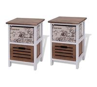 vidaXL Tables de chevet 2 pcs en bois multicolore avec rangement