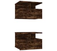 Tables de chevet flottantes 2 pcs Chêne fumé Bois d'ingénierie