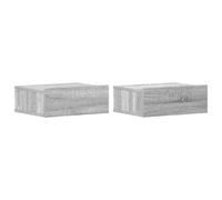 vidaXL 2X Tables de Chevet Flottantes Murales Tables de Nuit Armoires de Chevet Armoires de Lit Meubles de Chambre Intérieur Sonoma Gris 40x30x15 cm