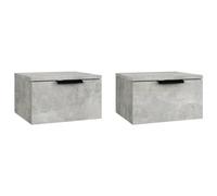 vidaXL 2X Tables de Chevet Murales Tables de Nuit Armoires de Chevet Armoires de Lit Meubles de Chambre à Coucher Intérieur Gris Béton 34x30x20 cm