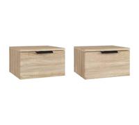 vidaXL Tables de Chevet murales 2 pcs Chêne Sonoma 34x30x20 cm