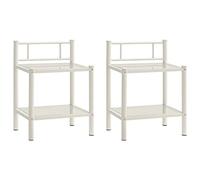 vidaXL 2X Tables de Chevet Table de Nuit Armoire de Chevet Armoire de Lit Chambre à Coucher Maison Intérieur Blanc et Transparent Métal et Verre