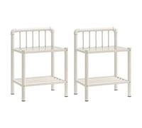vidaXL 2X Tables de Chevet Table de Nuit Armoire de Chevet Armoire de Lit Chambre à Coucher Maison Intérieur Blanc et Transparent Métal et Verre
