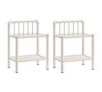 vidaXL 2X Tables de Chevet Table de Nuit Armoire de Chevet Armoire de Lit Chambre à Coucher Maison Intérieur Blanc et Transparent Métal et Verre