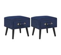 vidaXL 2X Tables de Chevet Table de Nuit Commode Table d’Appoint Bout de Canapé Table Basse Chambre à Coucher Salon Salle de Séjour Bleu Velours