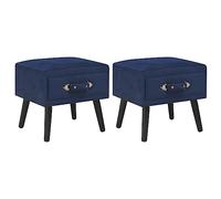 vidaXL 2X Tables de Chevet Table de Nuit Commode Table d’Appoint Bout de Canapé Table Basse Chambre à Coucher Salon Salle de Séjour Bleu Velours
