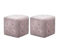 vidaXL 2X Tables de Chevet Table de Nuit Tabouret Pouf Repose-Pied Armoire de Chevet Salon Salle de Séjour Maison Chambre à Coucher Rose Tissu Velours