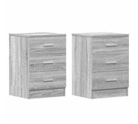 vidaXL 2X Tables de Chevet Tables de Nuit Armoires de Chevet Armoires de Lit avec Rangement Chambre Sonoma Gris 38x35x56cm Bois d'Ingénierie